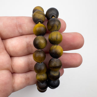 Tiger's Eye 10.5mm Large Hole Round Matte 7.5in Strand