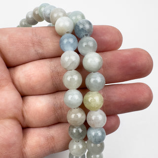 Aquamarine 8.5mm Large Hole Round 7in Strand