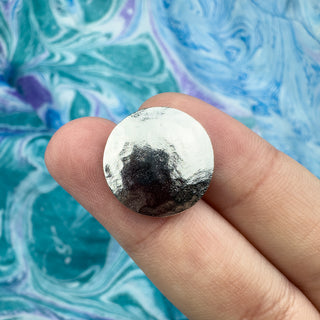18mm Round Hammered Button - Silver