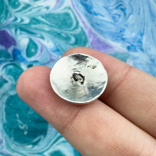18mm Round Hammered Button - Silver