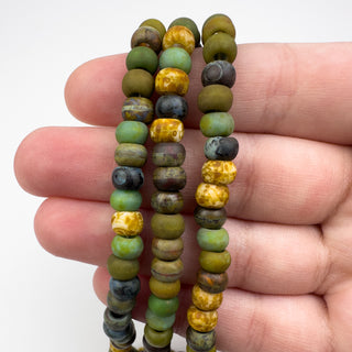 6mm Forrest Floor Mix Czech Glass Beads 2.2mm Hole 21in Strand