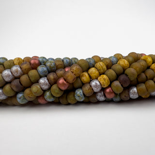 6mm Autumn Leaf Pile Mix Czech Glass Beads 2.2mm Hole 21in Strand