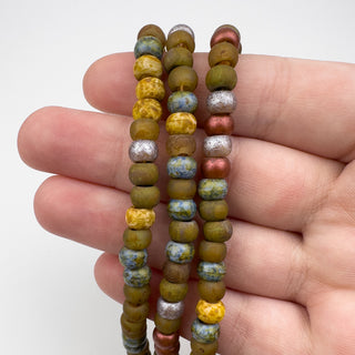 6mm Autumn Leaf Pile Mix Czech Glass Beads 2.2mm Hole 21in Strand