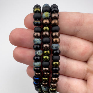6mm Midnight Bronze Mix Czech Glass Beads 2.2mm Hole 21in Strand