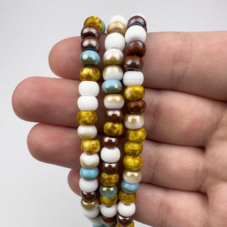 6mm A Day at the Beach Mix Czech Glass Beads 2.2mm Hole 21in Strand