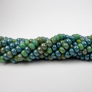 6mm Blue Lagoon Mix Czech Glass Beads 2.2mm Hole 21in Strand