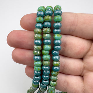 6mm Blue Lagoon Mix Czech Glass Beads 2.2mm Hole 21in Strand