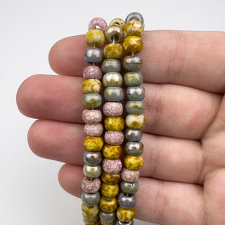 6mm Farmhouse Easter Mix Czech Glass Beads 2.2mm Hole 21in Strand