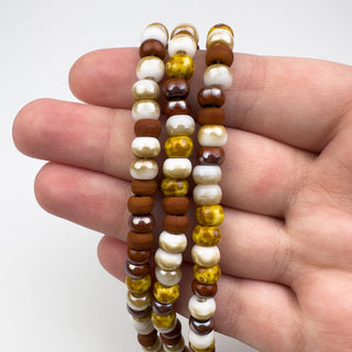 6mm Terracotta Mix Czech Glass Beads 2.2mm Hole 21in Strand