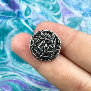 Bamboo Button Tierracast - Antique Silver