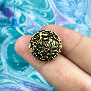 Bamboo Button Tierracast - Antique Gold