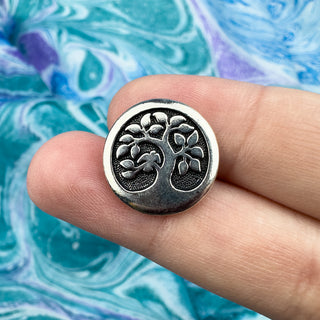 Bird In Tree Button Tierracast - Antique Silver