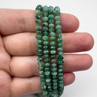Emerald 3x4mm Rondelle Faceted 15.5in Strand