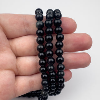 Obsidian Rainbow 6mm Round Large Hole 7.5in Strand