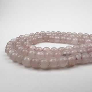 Quartz Rose 6mm Round Large Hole 7.5in Strand