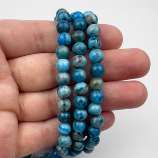 Agate Crazy Lace Dyed Blue 6.5mm Round Large Hole 7.5in Strand