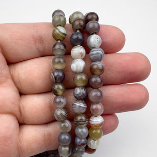 Agate Botswana 6.5mm Round Large Hole 7.5in Strand