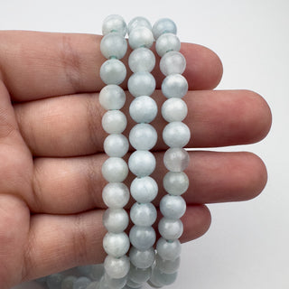 Aquamarine 7mm Round Large Hole 7.5in Strand