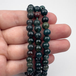 Bloodstone 6.5mm Round Large Hole 7.5in Strand