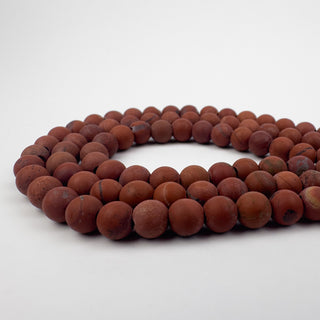 Jasper Red 6.5mm Matte Round Large Hole 7.5in Strand