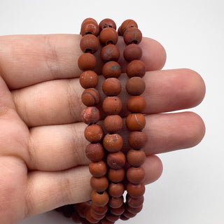 Jasper Red 6.5mm Matte Round Large Hole 7.5in Strand