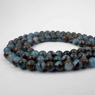Quartz Marbled Sky Blue Dyed Composite 6.5mm Round Large Hole 7.5in Strand