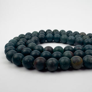 Bloodstone 8mm Matte Round Large Hole 7.5in Strand