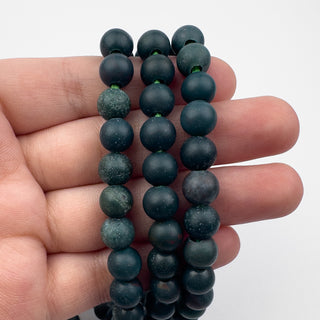 Bloodstone 8mm Matte Round Large Hole 7.5in Strand