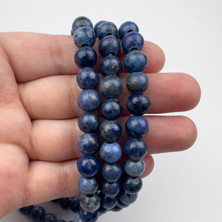 Dumortierite Sunset 8mm Round Large Hole 7.5in Strand