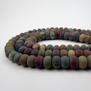 Jasper Red Creek 8mm Matte Rondelle Large Hole 7.5in Strand