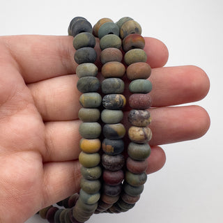 Jasper Red Creek 8mm Matte Rondelle Large Hole 7.5in Strand