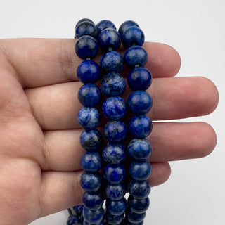 Lapis Lazuli 8mm Round Large Hole 7.5in Strand