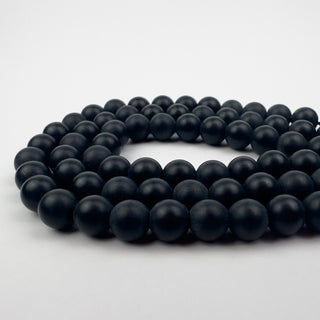 Onyx 8mm Matte Round Large Hole 7.5in Strand