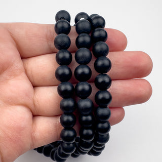 Onyx 8mm Matte Round Large Hole 7.5in Strand