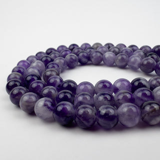 Amethyst Dog Tooth 9mm Round Large Hole 7.5in Strand