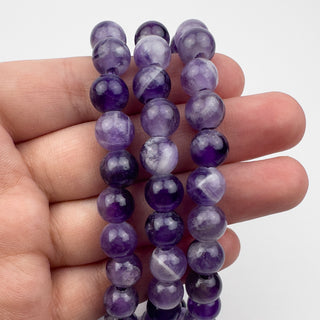 Amethyst Dog Tooth 9mm Round Large Hole 7.5in Strand