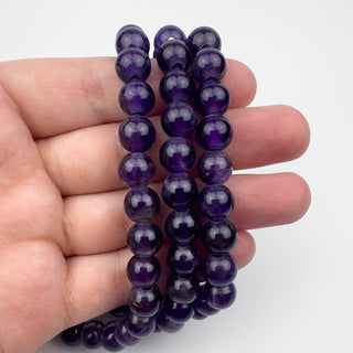 Amethyst 8.5mm Round Large Hole 7.5in Strand