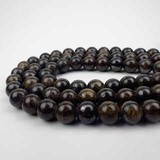 Bronzite 8.5mm Round Large Hole 7.5in Strand