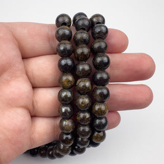 Bronzite 8.5mm Round Large Hole 7.5in Strand