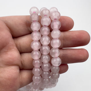 Quartz Rose 8.5mm Round Large Hole 7.5in Strand