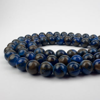Quartz Marbled Dark Blue Dyed Composite 8.5mm Round Large Hole 7.5in Strand
