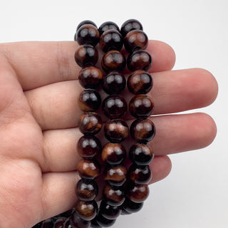 Tiger Eye Red 8.5mm Round Large Hole 7.5in Strand