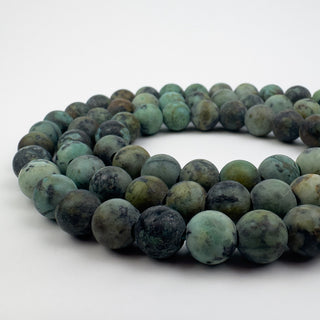 African Turquoise 8.5mm Matte Round Large Hole 7.5in Strand