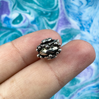 Sterling Silver Handmade Bali Bead Antiqued Patina 8.25x10.25mm Beaded Spacer Bead
