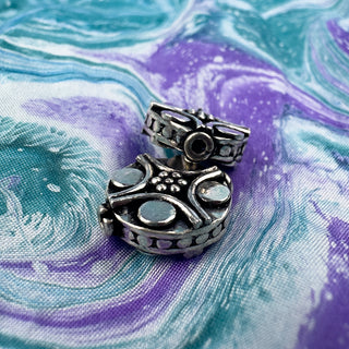 Sterling Silver Handmade Bali Bead Antiqued Patina 15.5x13.25mm Circle Decorated Coin Bead