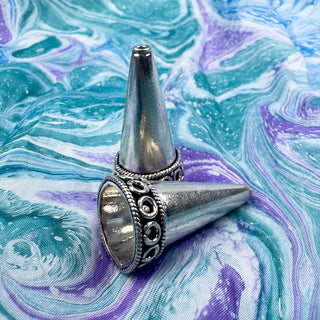 Sterling Silver Handmade Bali Bead Antiqued Patina 32x17.5mm Decorative Cone