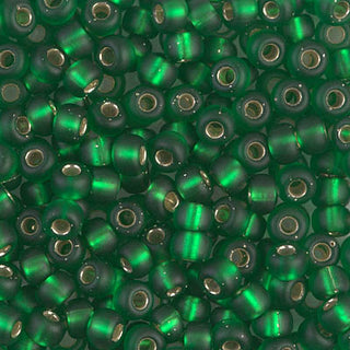 6/0 Matte Silver Lined Green Miyuki Seed Bead 6-16F 20g