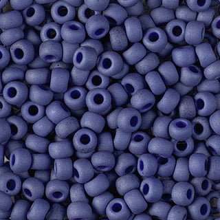 Closeup of size 6/0 matte opaque cobalt Miyuki seed beads.