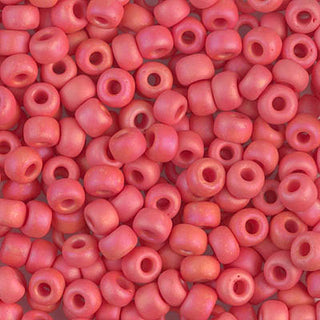 6/0 Matte Opaque Vermillion Red AB Miyuki Seed Bead 6-407FR 20g