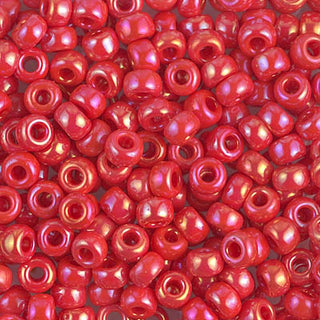 6/0 Opaque Vermillion Red AB Miyuki Seed Bead 6-407R 20g